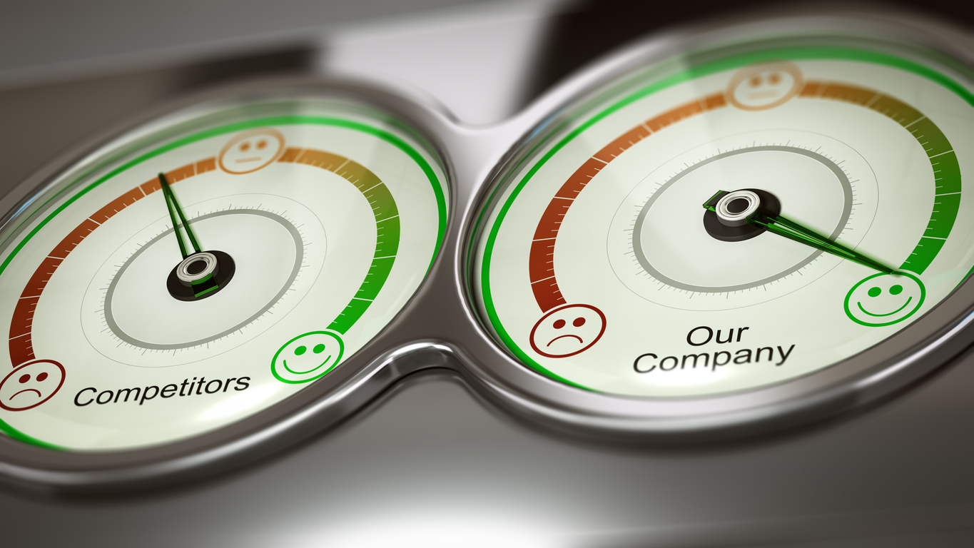 a gauge that is dipicting competitor analysis.
