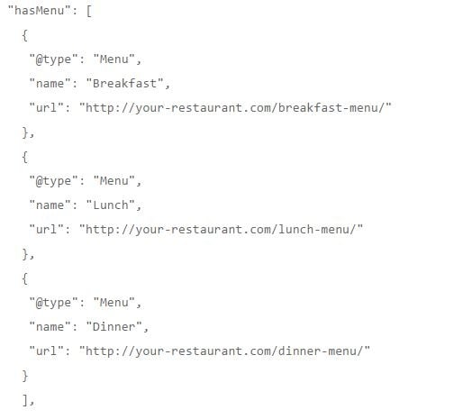 Multiple Menu Resturant Schema Markups Multiple Menu Resturant Schema Markups