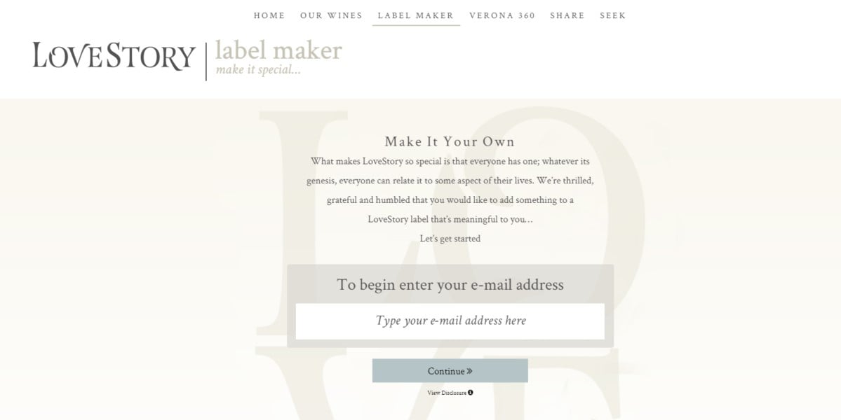 LoveStory Custom Label Maker | Digital Marketing Company | THAT Agency