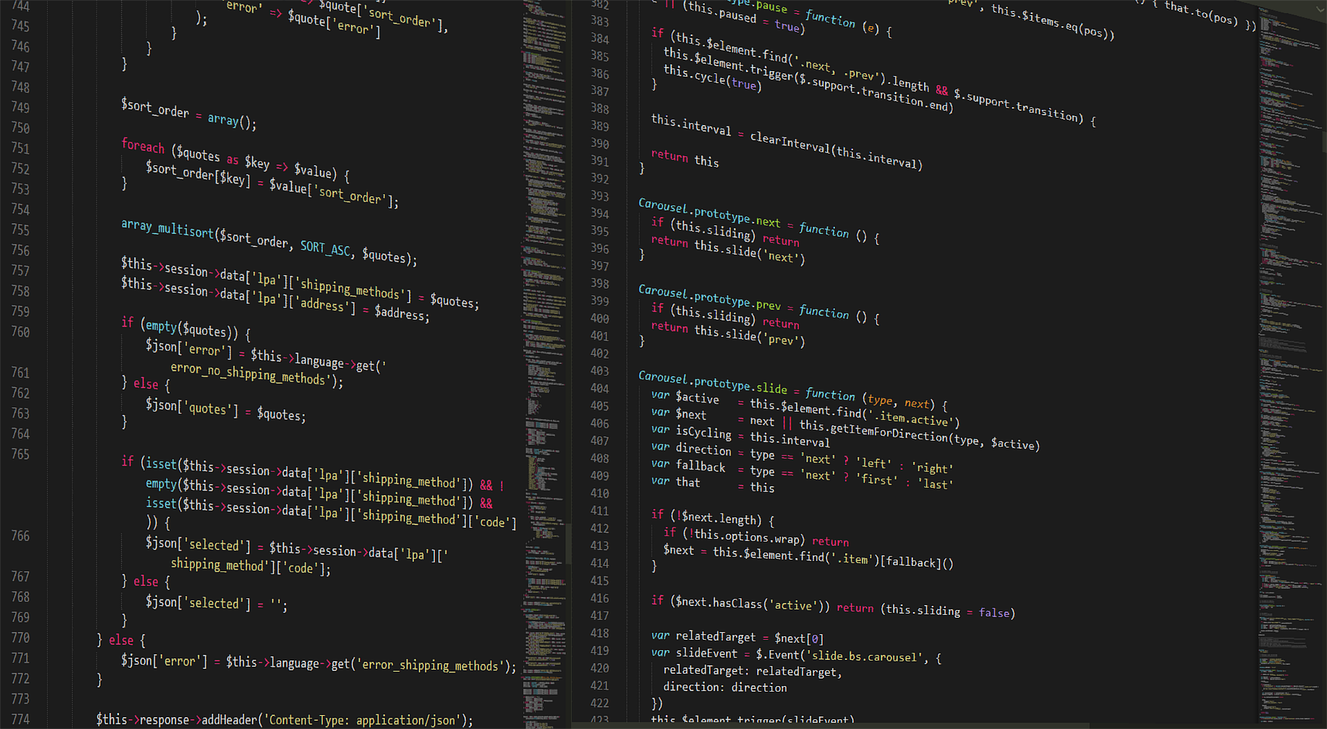 Coding for websites on a black screen, showcasing what web development is.
